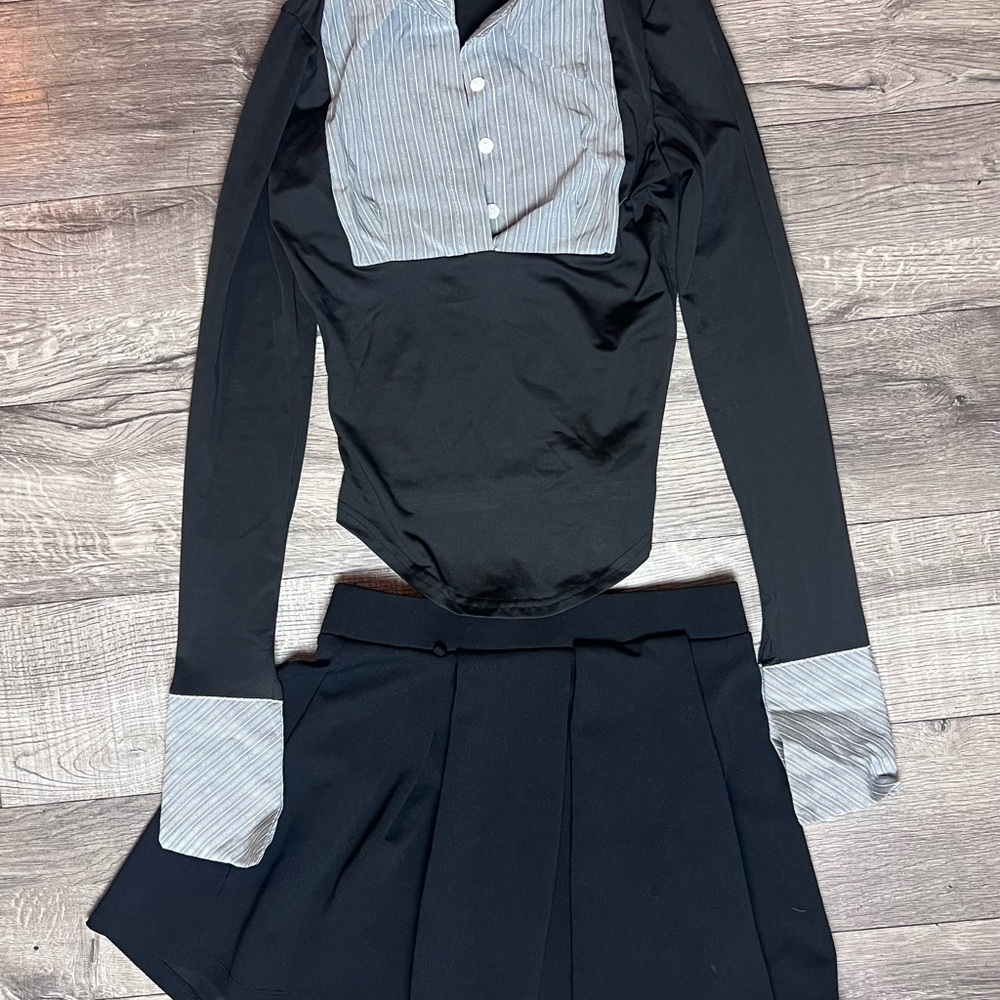 Pleated Skirt and Office Siren Work Blouse